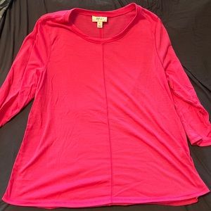 Style & Co bright pink 3/4 sleeve tee